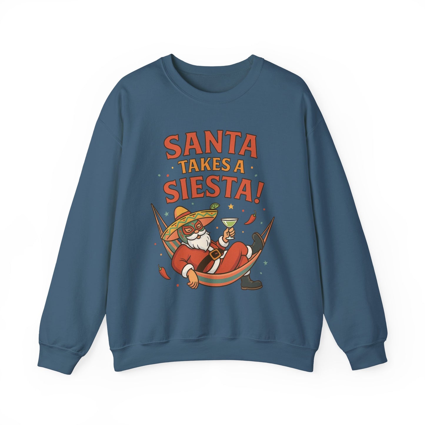 Santa Takes a Siesta Funny Christmas Sweatshirt for Men, Mexican Holiday Jumper