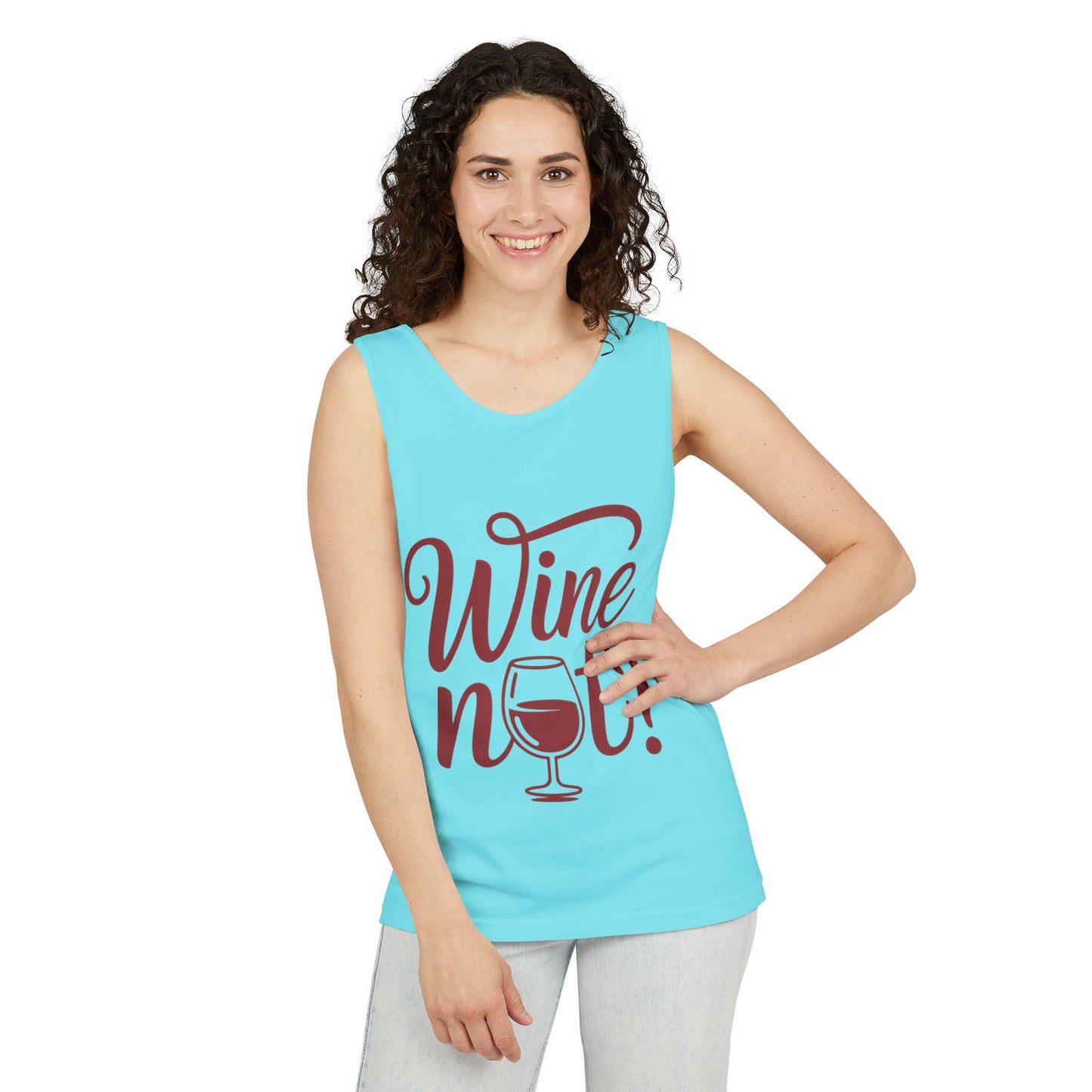 Unisex Garment Tank Top, Wine Not? Tank Top - Perfect for Summer Parties, Wine Lovers, Gifts, Casual Wear, or Vacations