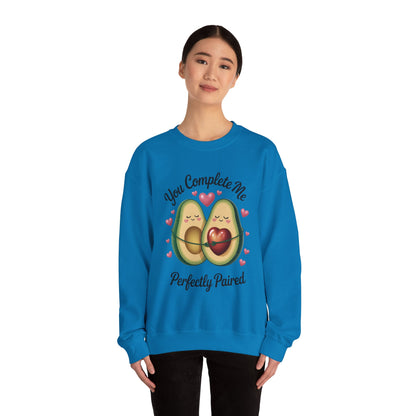 Cute Avocado Love Crewneck Sweatshirt, Sweatshirt for Couples, Perfect Gift for Valentines Day, Cozy Apparel, Avocado Lover Gift