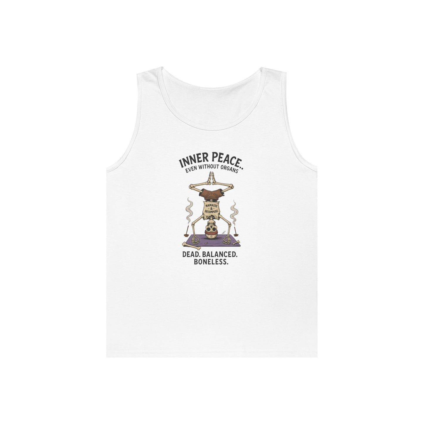 Inner Peace Skeleton Yoga Unisex Tank Top, Dark Humor Meditation Tee, Gift for Mindfulness Lovers, Yoga Shirt, Peaceful Vibes
