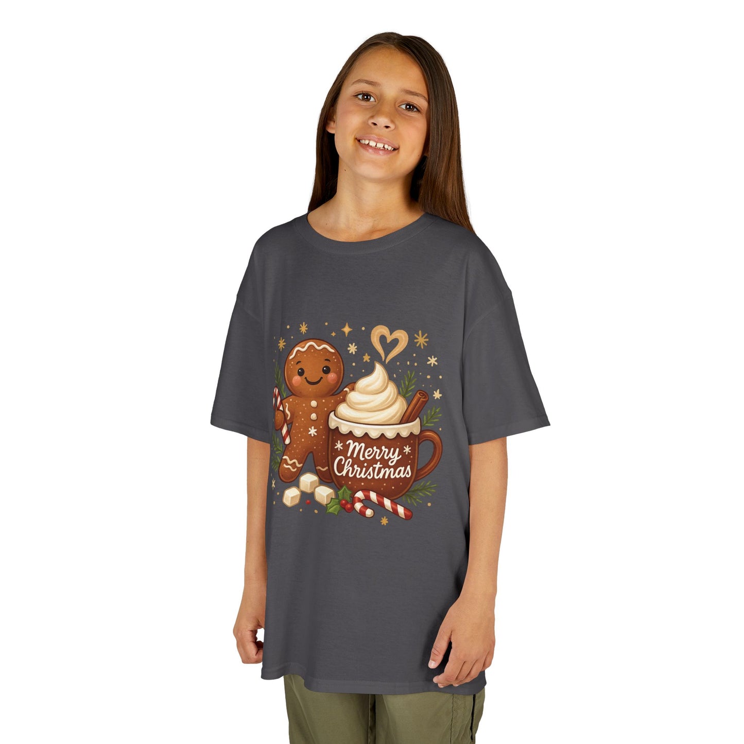 Gingerbread - Hot Cocoa Christmas Shirt for Kids, Cute Holiday Girls Tee, Kids Heavy Cotton™ Tee