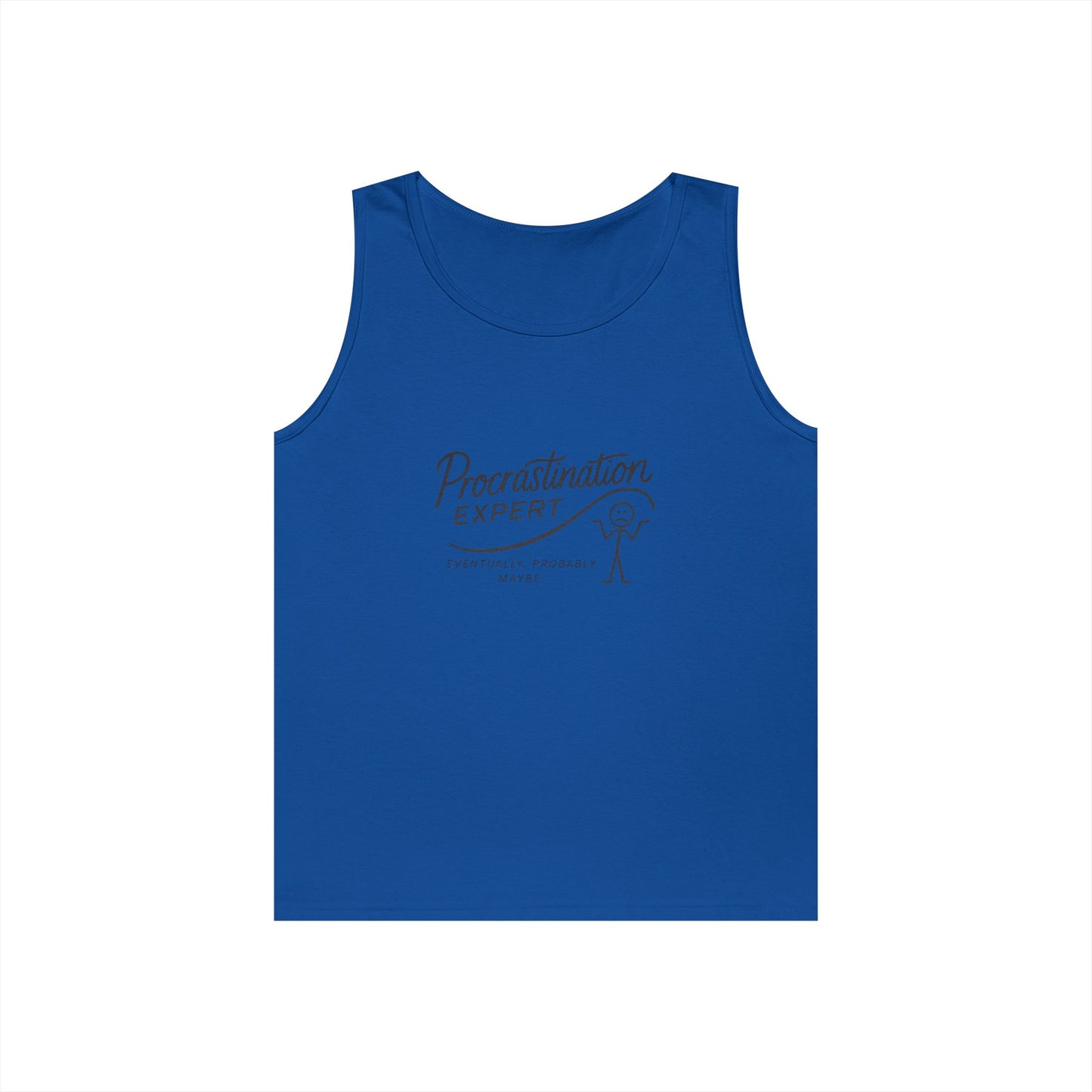 Procrastination Expert Unisex Heavy Cotton Tank Top, Funny Gift for Students, Casual Summer Wear, Relaxed Fit, Birthday Gift, Motivation Top