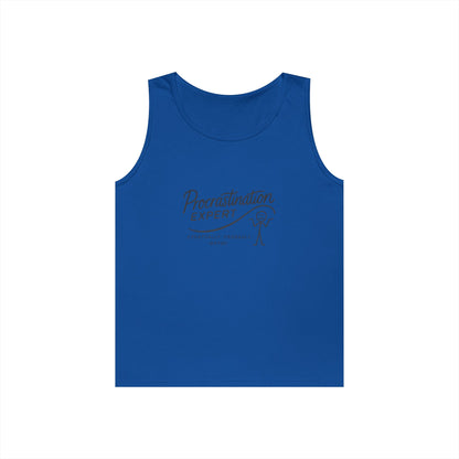 Procrastination Expert Unisex Heavy Cotton Tank Top, Funny Gift for Students, Casual Summer Wear, Relaxed Fit, Birthday Gift, Motivation Top