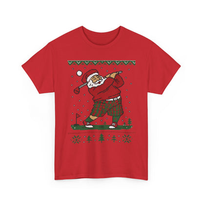 Funny Golfing Santa Christmas T-Shirt, Ugly Christmas Golf Shirt for Men, Holiday Golf Player Tee