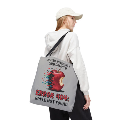 Error 404 Apple Tote Bag, Geek Tote, Funny Shopping Bag, Gift for Tech Lovers, Apple Lovers Tote, Digital Design Bag, Large Tote Bag, Weekender Bag, Beach Bag