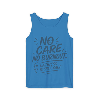 Mens Lazy Life Tank Top, No Care No Burnout Funny Quote, Workout Gym Sleeveless Shirt, Humor Gift for Him, Gift for Mental Health Awareness