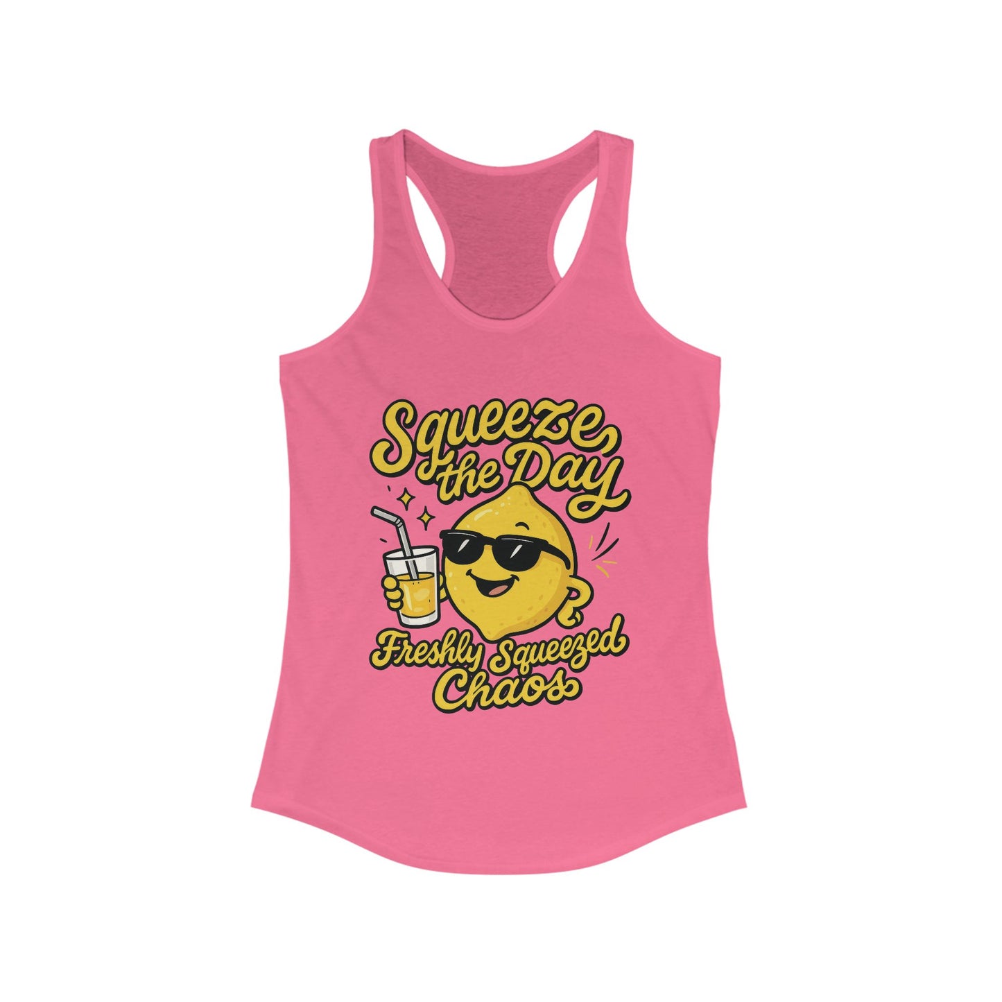 Freshly Squeezed Chaos Women's Racerback Tank Top, Fun Summer Apparel, Gift for Lemon Lovers, Cute Workout Top, Beach Ready, Casual Style