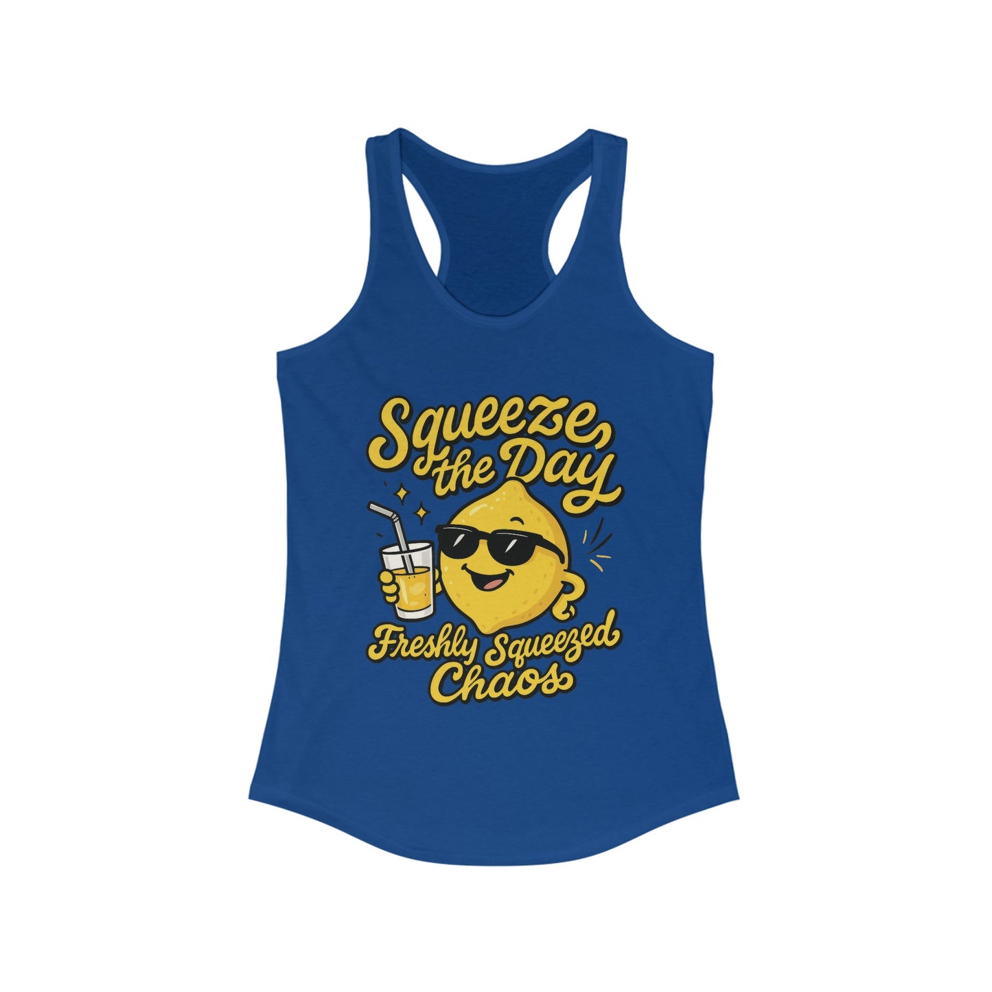 Freshly Squeezed Chaos Women's Racerback Tank Top, Fun Summer Apparel, Gift for Lemon Lovers, Cute Workout Top, Beach Ready, Casual Style