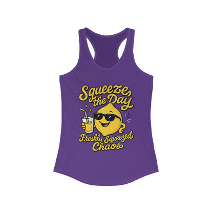 Freshly Squeezed Chaos Women's Racerback Tank Top, Fun Summer Apparel, Gift for Lemon Lovers, Cute Workout Top, Beach Ready, Casual Style