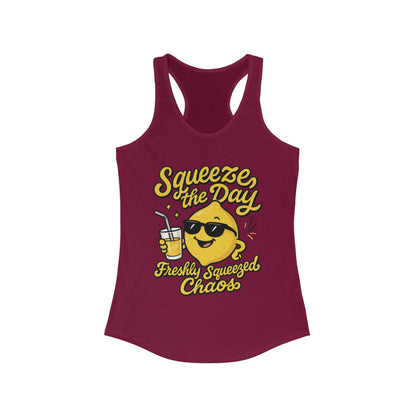 Freshly Squeezed Chaos Women's Racerback Tank Top, Fun Summer Apparel, Gift for Lemon Lovers, Cute Workout Top, Beach Ready, Casual Style