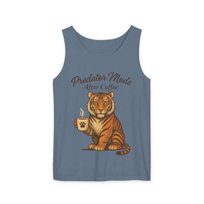 Predator Mode After Coffee Tank Top - Funny Coffee Lover Mens Muscle Tank - Tiger Caffeine Gym Shirt - Morning Motivation Top