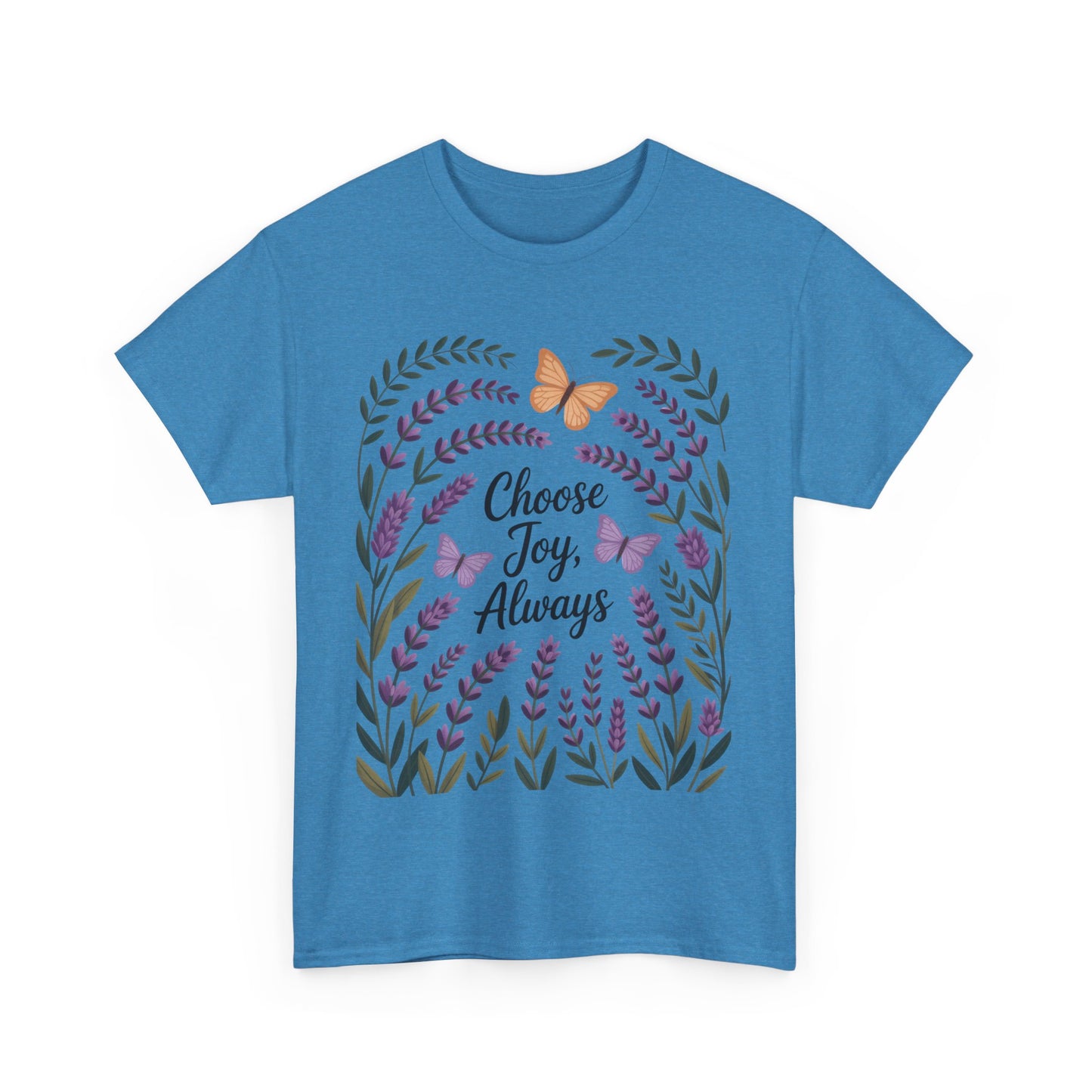 Choose Joy Always Women's Tee, Floral Graphic T-Shirt, Inspirational Gifts, Positive Vibes Apparel, Nature Lover's Gift, Lavender Printed