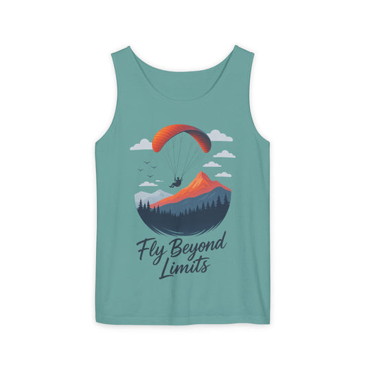 Adventure-Inspiring Fly Beyond Limits Unisex Tank Top, Summer Casual Wear, Outdoor Enthusiast Gift, Travel Apparel, Motivational Gift