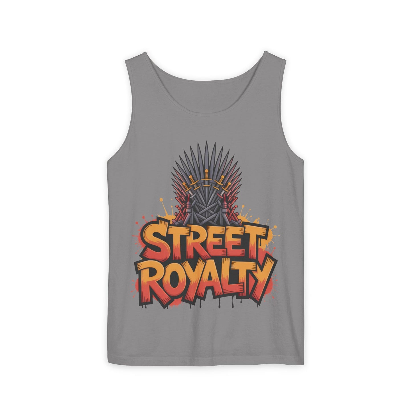 Street Royalty Men's Tank Top, Graffiti Crown Graphic Muscle Shirt, Urban Streetwear Sleeveless Skate Style