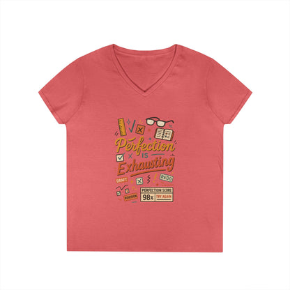 V-Neck T-Shirt "Perfection is Exhausting", Casual Tee for Perfectionists, Gift for Graduates, Motivational Apparel, Study Wear, Work from