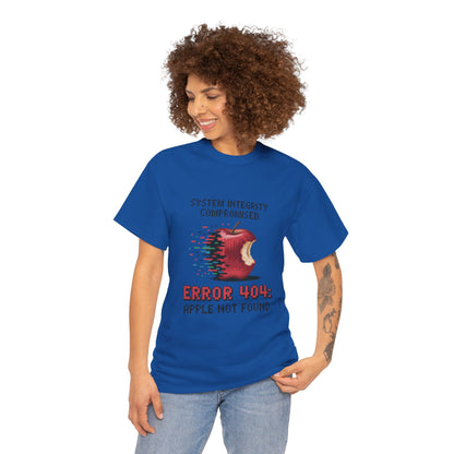Error 404 Apple Not Found T-Shirt, Glitch Pixel Tech Tee, Funny Nerd Shirt, Unisex Retro Graphic Tee, Geeky T-Shirt, Techie Gift