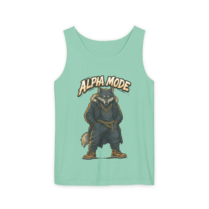 Alpha Mode Wolf Tank Top, Mens Hip Hop Gym Tank, Cool Streetwear Muscle Tank, Savage Wolf Graphic Top, Alpha Male Workout Shirt, Beachwear