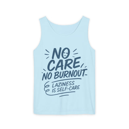 Mens Lazy Life Tank Top, No Care No Burnout Funny Quote, Workout Gym Sleeveless Shirt, Humor Gift for Him, Gift for Mental Health Awareness