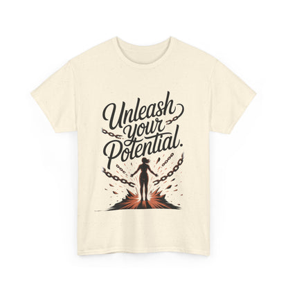 Unleash Your Potential Women's Tee, Motivational T-Shirt, Inspirational Cotton Tee, Gift for Gym Lovers, Positive Energy Top