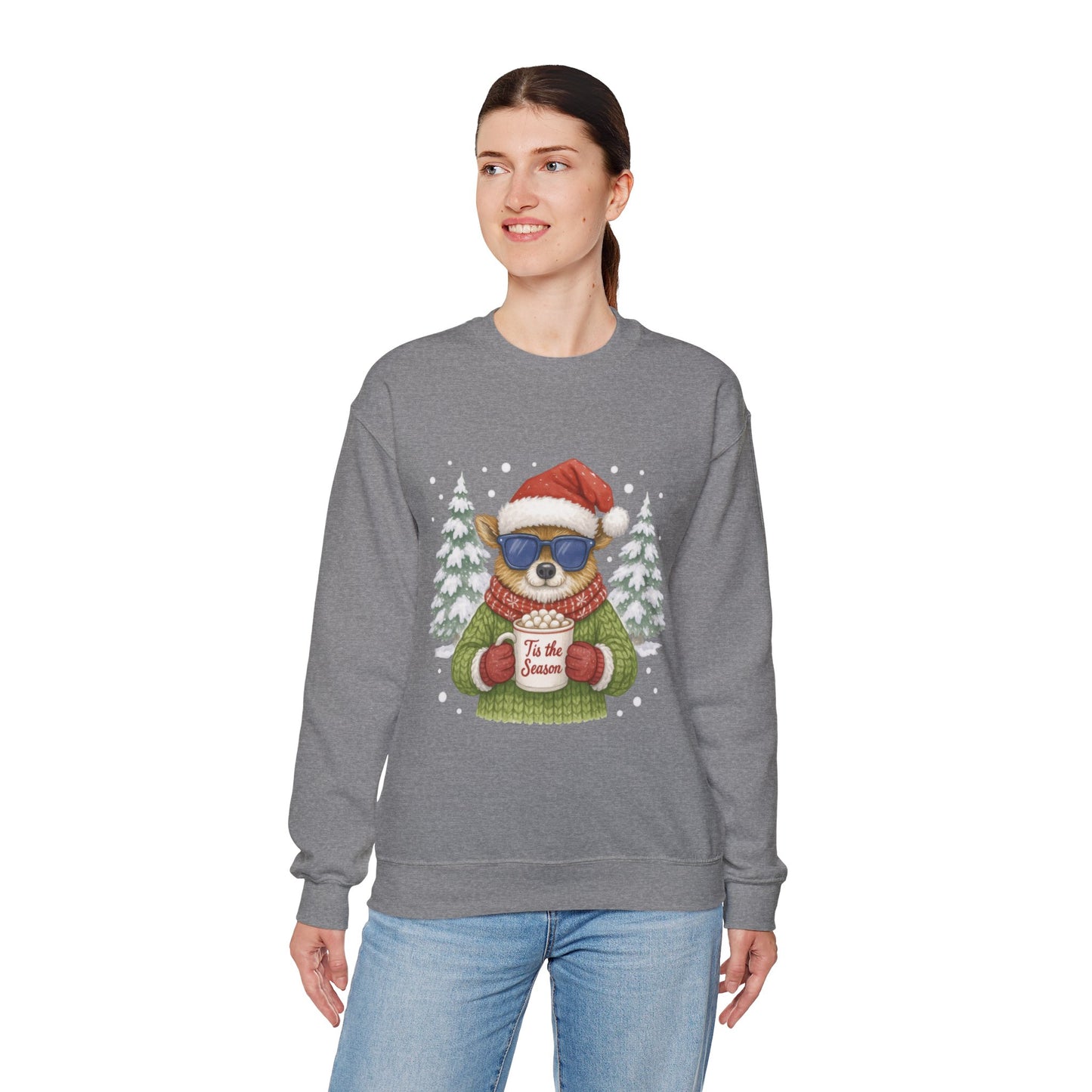 Women's Tis the Season Christmas Sweatshirt, Festive Reindeer Pullover