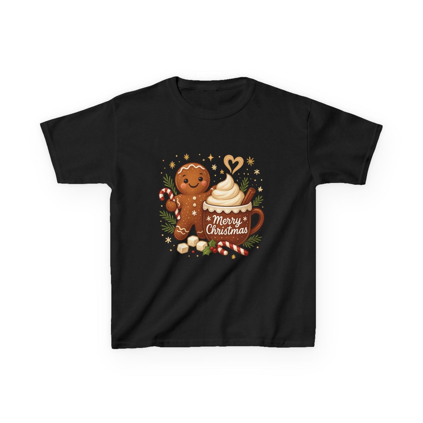 Gingerbread - Hot Cocoa Christmas Shirt for Kids, Cute Holiday Girls Tee, Kids Heavy Cotton™ Tee