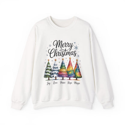 Merry Christmas Women's Sweatshirt, Joy Love Peace Hope Magic Pullover, Women's Heavy Blend™ Crewneck Sweatshirt