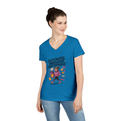 Caffeinated V-Neck Tee, Coffee Lover Shirt, Gift for Moms, Motivation T-Shirt, Mother's Day Gift for Tired Moms,  Mother's Day Gift
