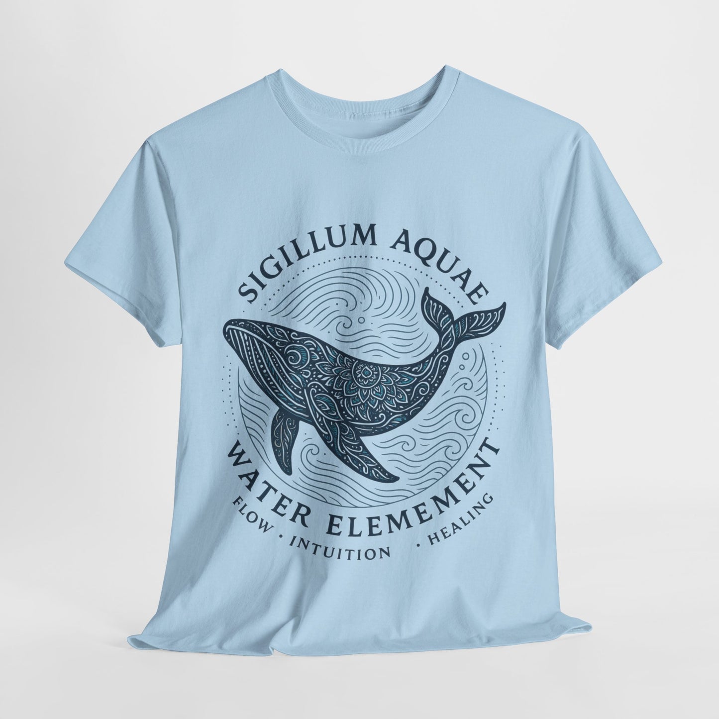 Water Element Whale Tee, Sigillum Aquae Symbol, Flow Intuition Healing, Spiritual Ocean Totem Tee, Nature Energy Shirt, Mindfulness Fashion
