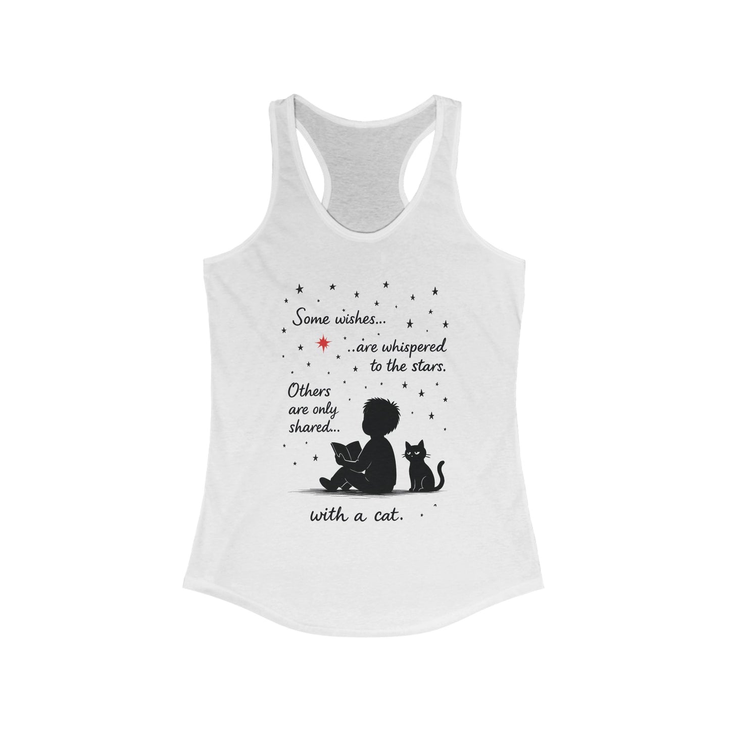 Whimsical Cat Themed Women's Racerback Tank - Perfect for Cat Lovers, Birthday Gifts, Casual Wear, Cozy Nights, Star Gazing Events