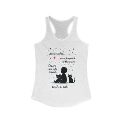 Whimsical Cat Themed Women's Racerback Tank - Perfect for Cat Lovers, Birthday Gifts, Casual Wear, Cozy Nights, Star Gazing Events