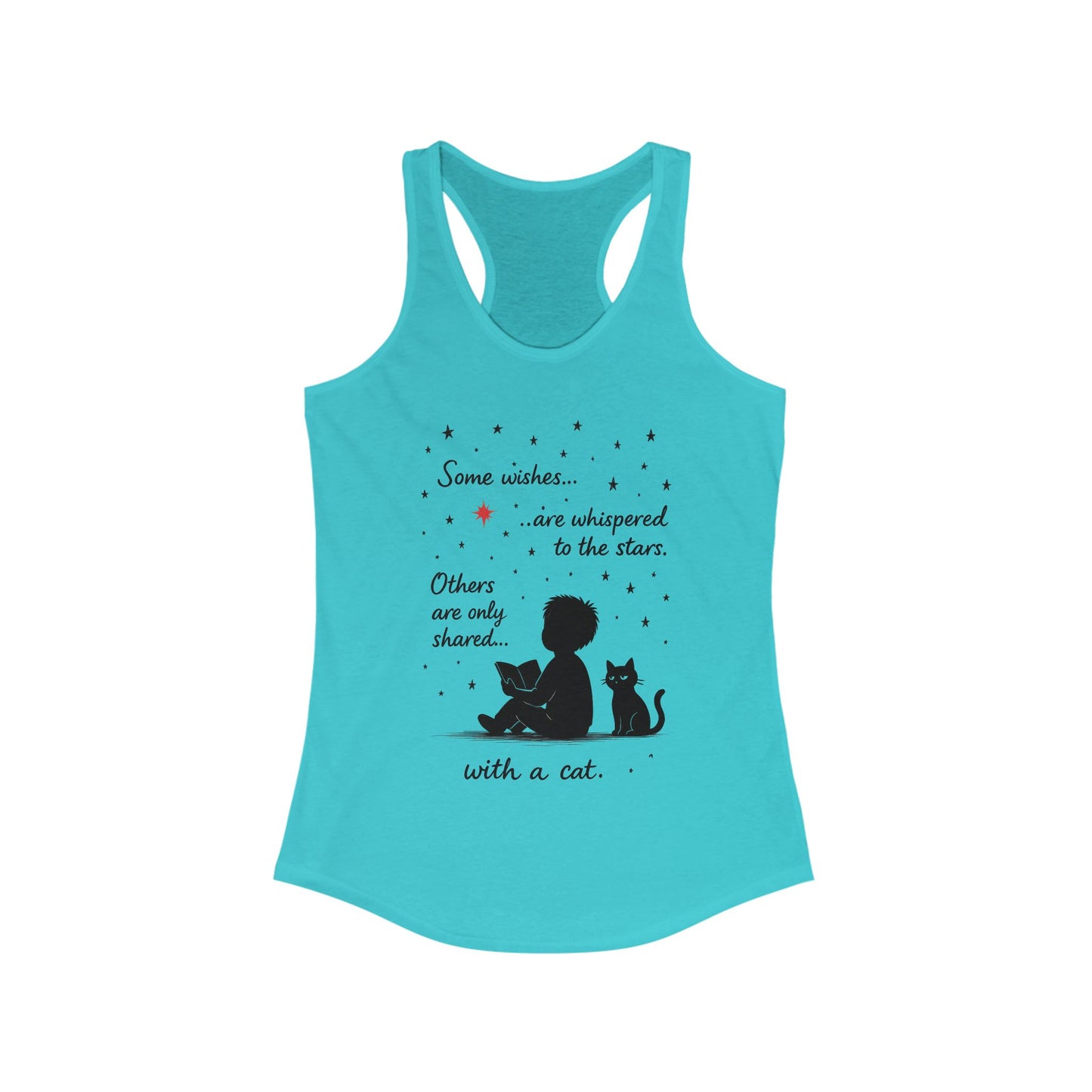 Whimsical Cat Themed Women's Racerback Tank - Perfect for Cat Lovers, Birthday Gifts, Casual Wear, Cozy Nights, Star Gazing Events