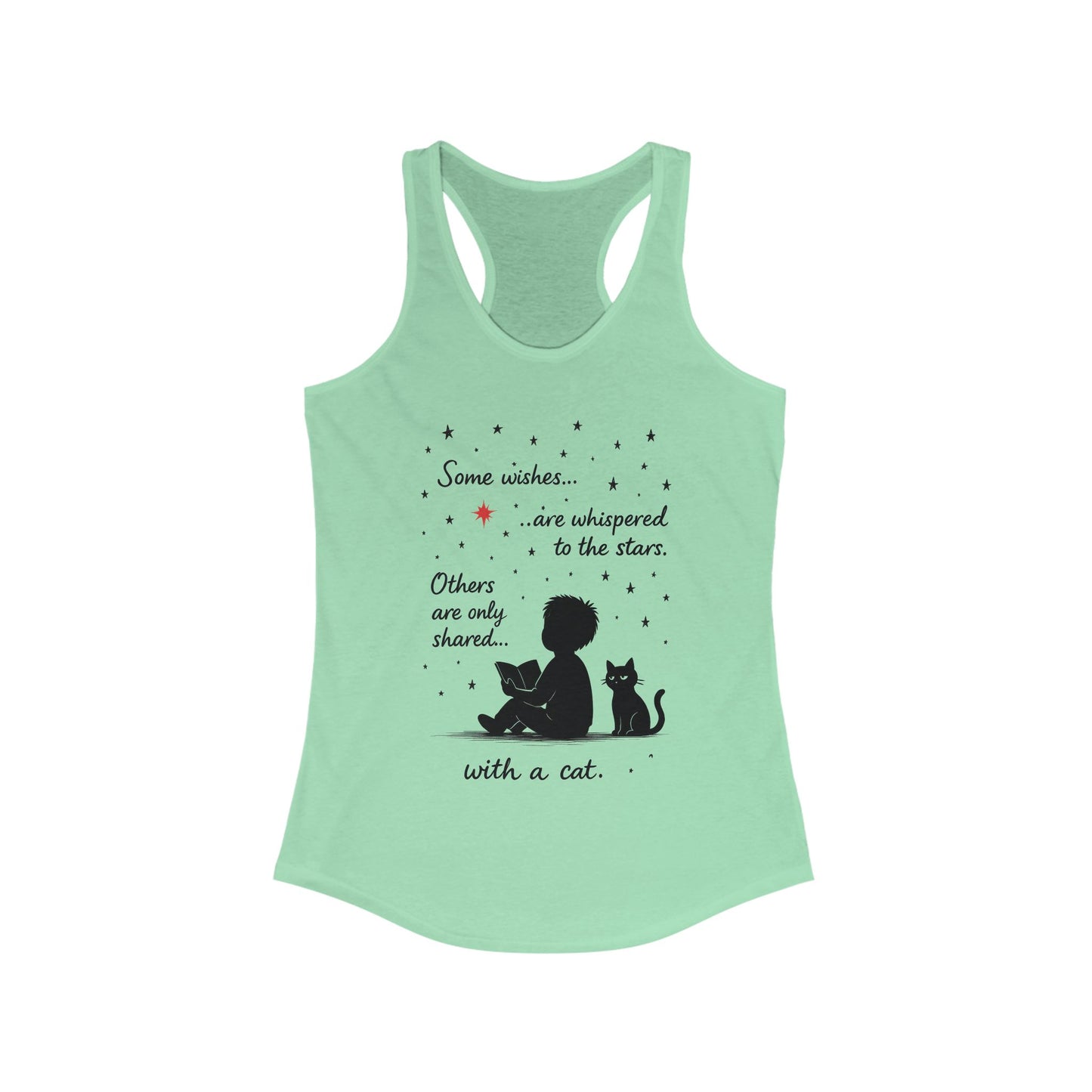 Whimsical Cat Themed Women's Racerback Tank - Perfect for Cat Lovers, Birthday Gifts, Casual Wear, Cozy Nights, Star Gazing Events