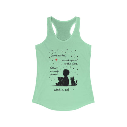 Whimsical Cat Themed Women's Racerback Tank - Perfect for Cat Lovers, Birthday Gifts, Casual Wear, Cozy Nights, Star Gazing Events