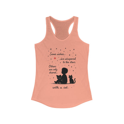 Whimsical Cat Themed Women's Racerback Tank - Perfect for Cat Lovers, Birthday Gifts, Casual Wear, Cozy Nights, Star Gazing Events