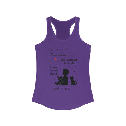 Whimsical Cat Themed Women's Racerback Tank - Perfect for Cat Lovers, Birthday Gifts, Casual Wear, Cozy Nights, Star Gazing Events