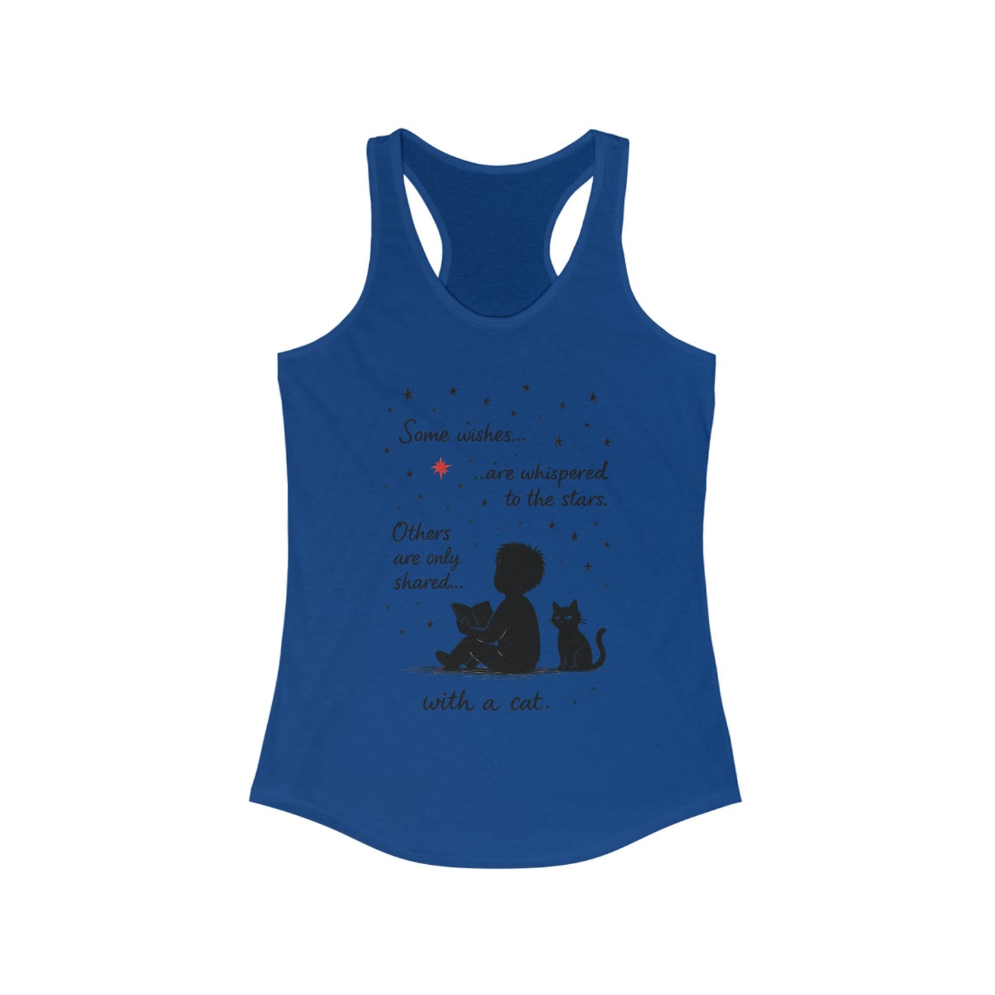 Whimsical Cat Themed Women's Racerback Tank - Perfect for Cat Lovers, Birthday Gifts, Casual Wear, Cozy Nights, Star Gazing Events
