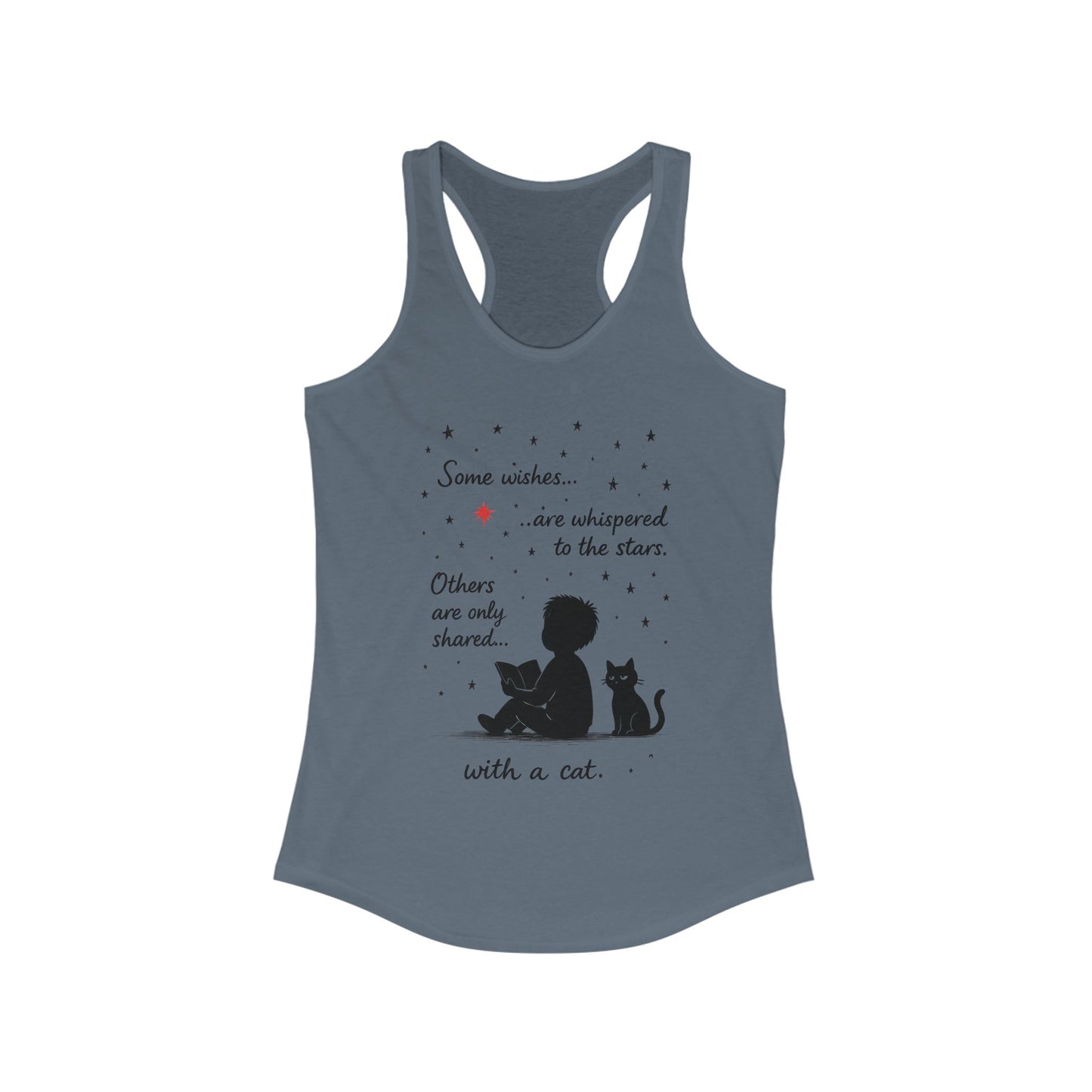 Whimsical Cat Themed Women's Racerback Tank - Perfect for Cat Lovers, Birthday Gifts, Casual Wear, Cozy Nights, Star Gazing Events