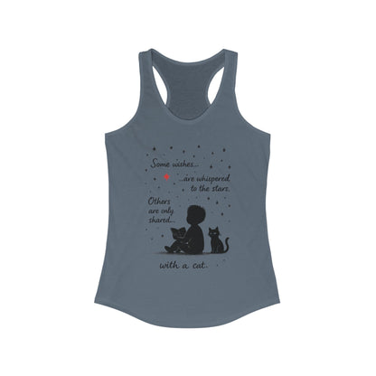 Whimsical Cat Themed Women's Racerback Tank - Perfect for Cat Lovers, Birthday Gifts, Casual Wear, Cozy Nights, Star Gazing Events