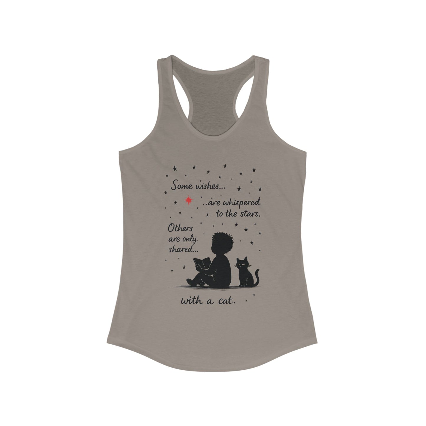 Whimsical Cat Themed Women's Racerback Tank - Perfect for Cat Lovers, Birthday Gifts, Casual Wear, Cozy Nights, Star Gazing Events