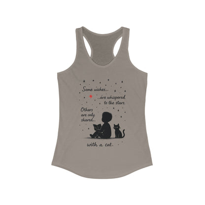 Whimsical Cat Themed Women's Racerback Tank - Perfect for Cat Lovers, Birthday Gifts, Casual Wear, Cozy Nights, Star Gazing Events