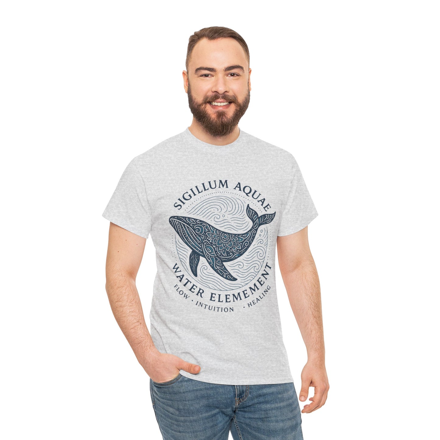 Water Element Whale Tee, Sigillum Aquae Symbol, Flow Intuition Healing, Spiritual Ocean Totem Tee, Nature Energy Shirt, Mindfulness Fashion