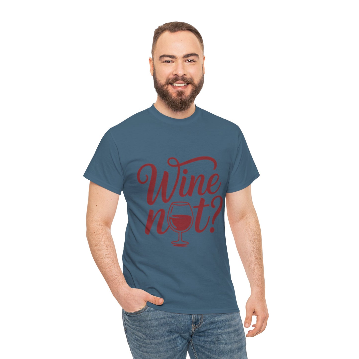 Funny Wine Lover Shirt, Wine Not Graphic Tee, Unisex Heavy Cotton T-Shirt,  Pun Shirt for Wine Drinkers & Party Vibes, Gift for Wine-tasting