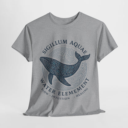 Water Element Whale Tee, Sigillum Aquae Symbol, Flow Intuition Healing, Spiritual Ocean Totem Tee, Nature Energy Shirt, Mindfulness Fashion