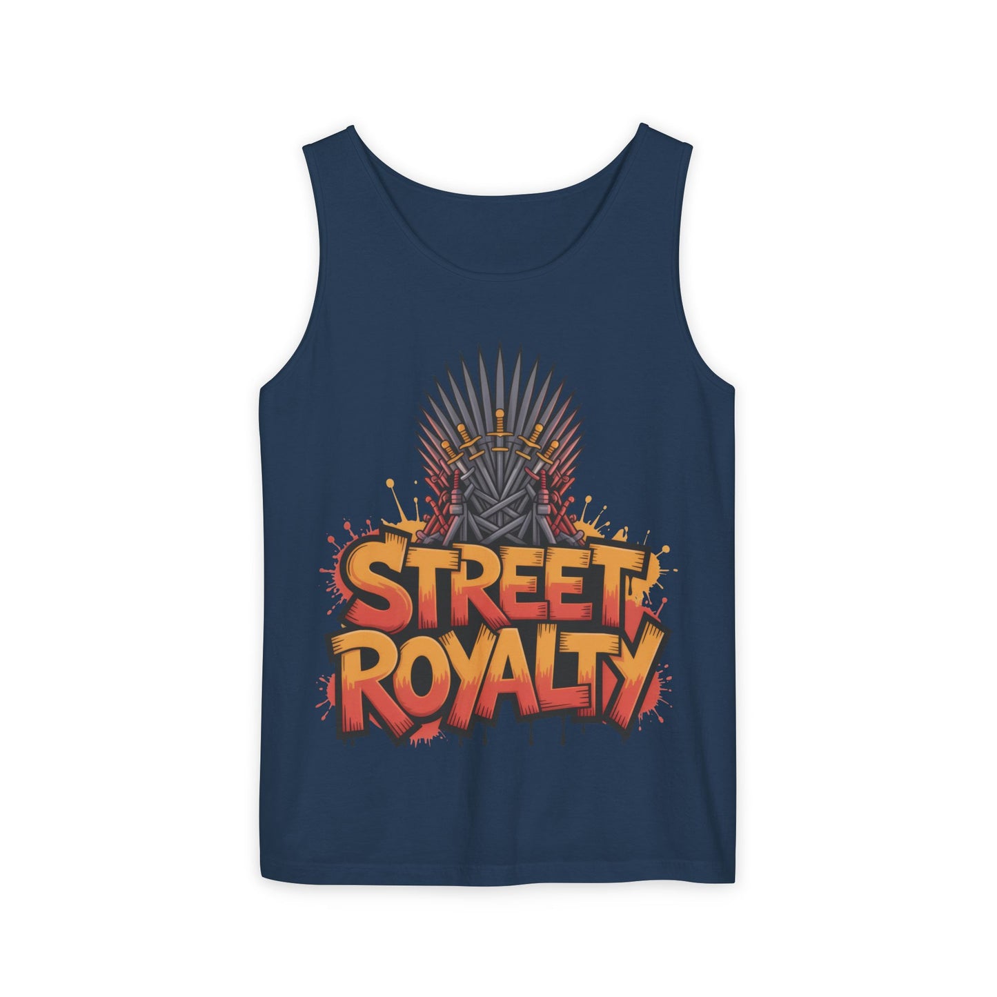 Street Royalty Men's Tank Top, Graffiti Crown Graphic Muscle Shirt, Urban Streetwear Sleeveless Skate Style