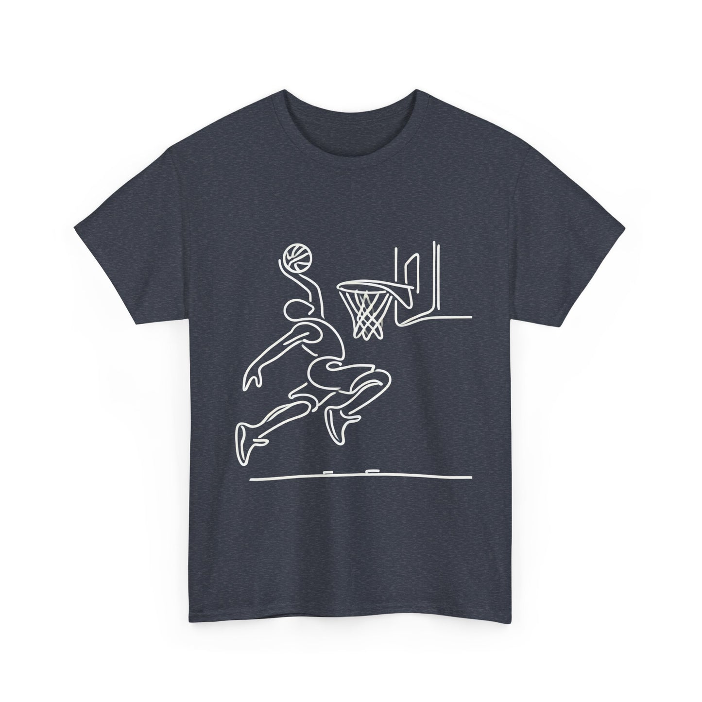 Basketball Slam Dunk Line Art Shirt, Unisex Heavy Cotton Tee, Sportswear, Gift for Athletes, Streetwear, Basketball Player T-Shirt