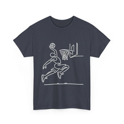 Basketball Slam Dunk Line Art Shirt, Unisex Heavy Cotton Tee, Sportswear, Gift for Athletes, Streetwear, Basketball Player T-Shirt