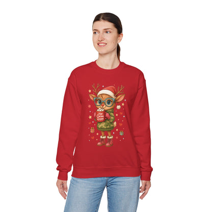 Hot Cocoa Queen Christmas Sweatshirt, Cute Cozy Holiday Reindeer Pullover