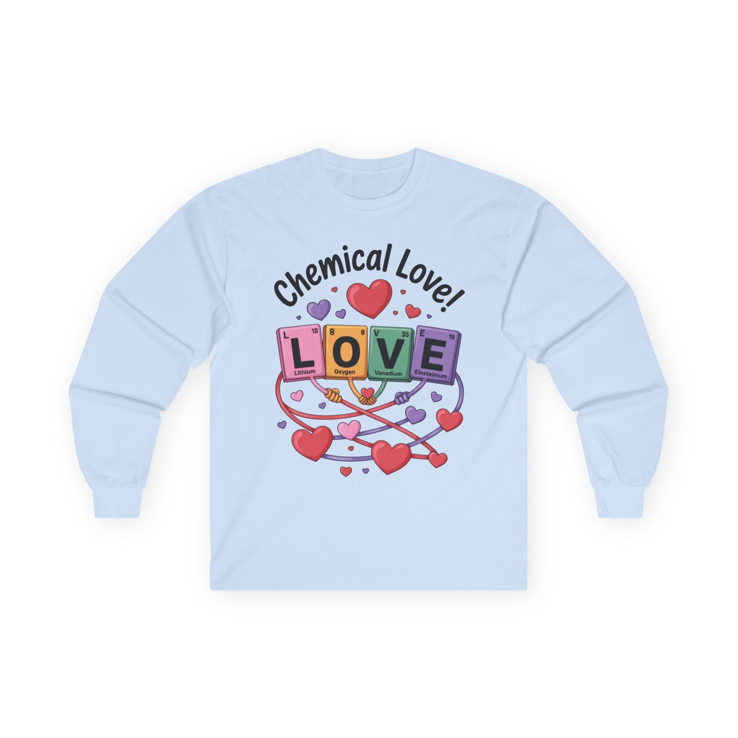 Chemical Love Women's Long Sleeve Tee, Valentine's Day Gift, Cute Chemistry Shirt, Science Lover Apparel, Relationship Humor