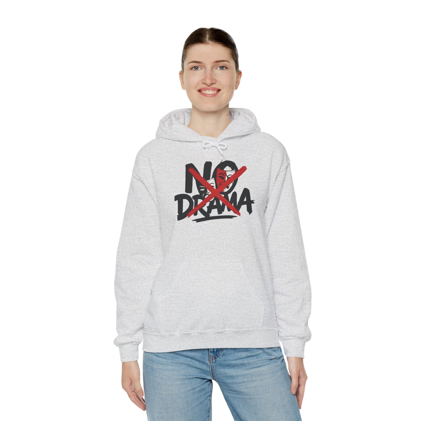 No Drama Womens Hooded Sweatshirt, Cozy Hoodie, Casual Gift, Relaxed Style, Everyday Wear, Funny Sweatshirt