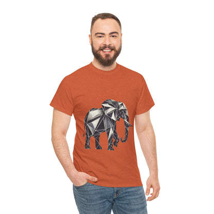 Geometric Elephant Tee - Minimalist Art Shirt, Nature Lover Gift, Animal Print T-Shirt, Unisex Cotton Tee, Eco-Friendly Wear